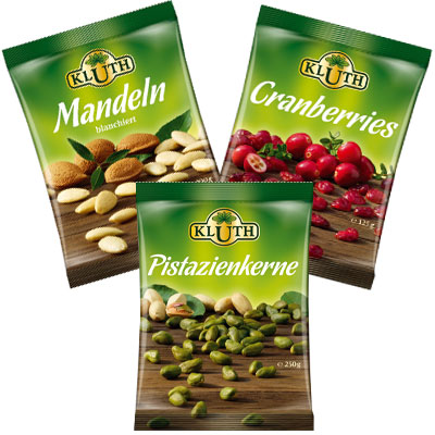 KLUTH Beutel Mandeln, Cranberries und Pistazienkerne