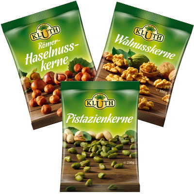 KLUTH Beutel Haselnusskerne, Walsnüsse und Pistazienkerne