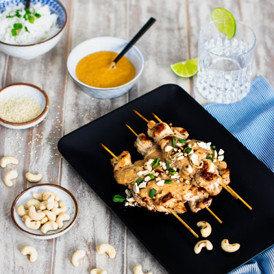 Bild Saté-Spieße mit Cashew-Sauce