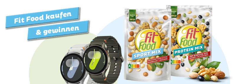 Bild mit 2 Uhren und zwei beutel Fit Food